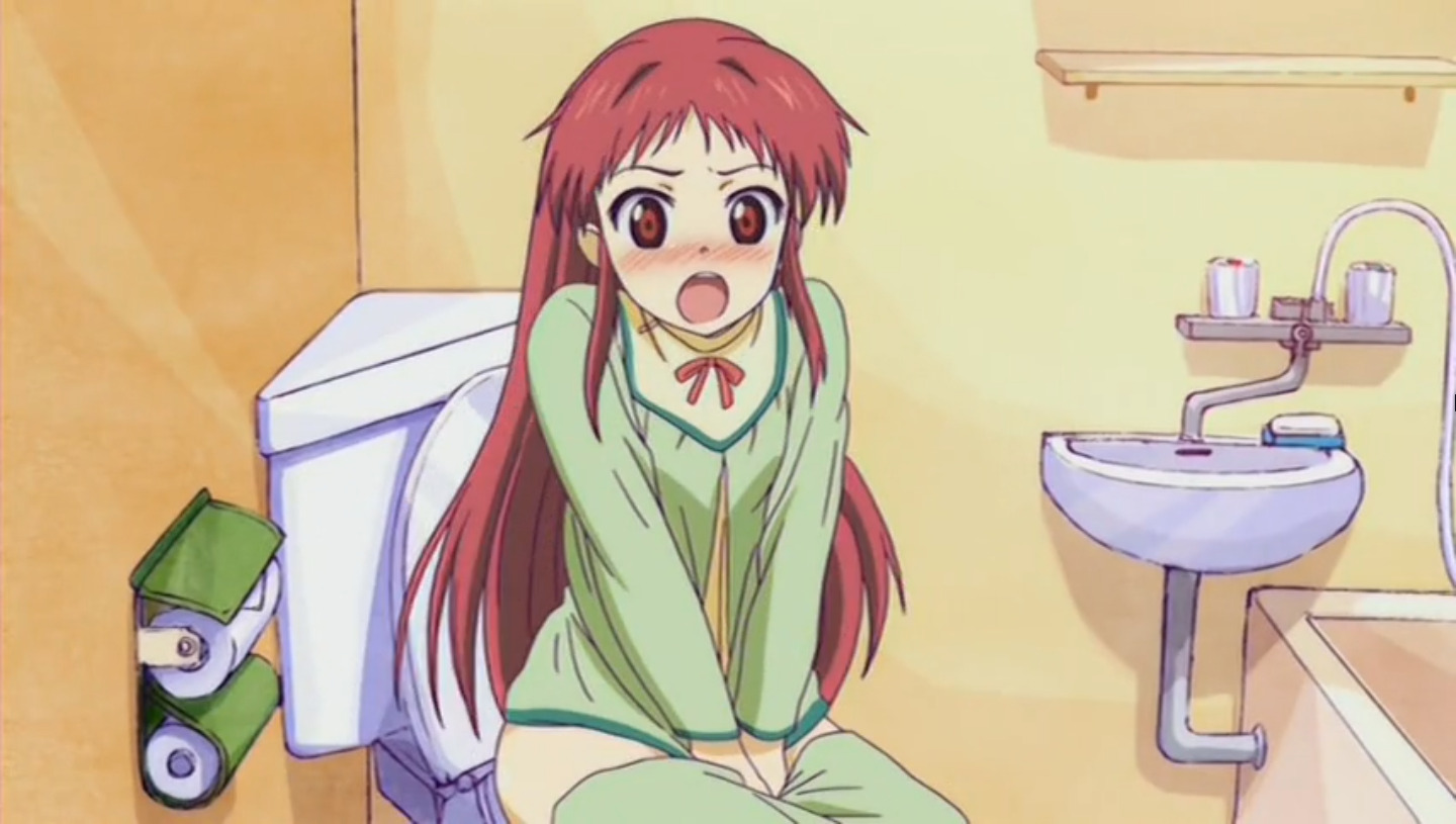 Девочка аниме в туалете